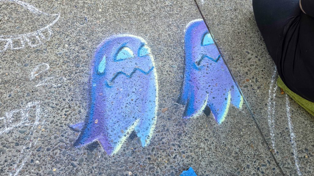 A close-up photo of the finished ghosts.